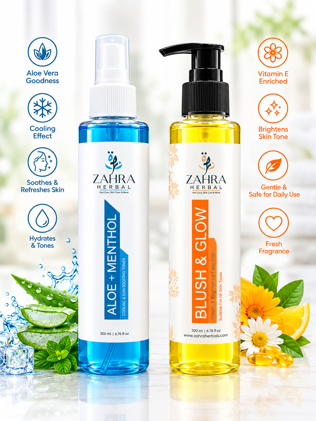 Aloe + Menthol Face Wash & Toner Combo